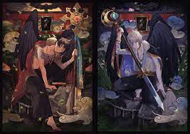 Image of animal ears blush brown hair catboy chibi close cropped. Hd Wallpaper Anime Original Blue Eyes Boy Brown Hair Grey Hair Yellow Eyes Wallpaper Flare