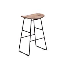 Tabouret bois et acier, hauteur d'assise: Tabouret De Bar 65cm En Metal Et Teck Recycle Drawer Kabayan Drawer