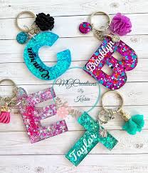 Letter Keychain Initial Keychain Initial Key Ring Letter Etsy Diy Resin Crafts Resin Jewelry Diy Resin Diy