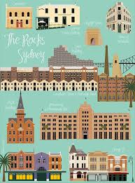 Retro Style Art Print Of The Rocks Area In Sydney Etsy Retro Style Art Retro Art Art Prints