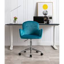 Coolmore Velvet Swivel Chair Swivel Barrel Chair With Mid Back Adjustable Rolling Desk For Living Room Office Chair Modern Leisure Armchair Nbsp Lake Blue Walmart Com Walmart Com