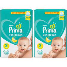 prima yeni dogan 2 numara 58 li x 2 paket 116 adet bebek fiyati