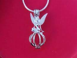 925 Sterling Silver Whimsical Fairy Pearl Cage Pendant Pearl Setting Pearl Necklace Locket Charm Pearl Cage Pendant Jewelry Locket Charms