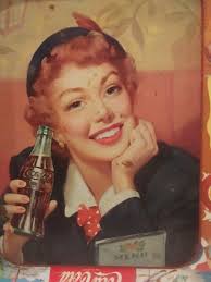 Vintage "drink Coca-cola" Lady Advertisement Metal Serving Tray V4