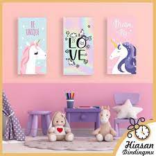 Biarkan mereka berkreasi dengan memajang hiasan dinding kamar tidur sendiri. Hiasan Dinding Dekorasi Dinding Kamar Poster Kayu Kamar Anak Perempuan Motif Unicorn Gratis Ongkir Shopee Indonesia
