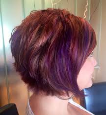 If you want a red 'do, this is the way to do it. Purplehair Copper Gold Red Hi Lights With Purple Panels Shorthair Violet Hair Hair Highlights Hair Styles