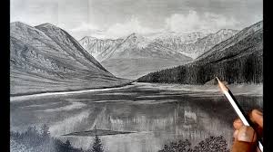 Landscape Drawing Mountain Waterfall Drawing Pencil Drawing Scenery Drawing Youtube