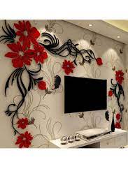 3d wall flower stickers home decor. Acrylic Material Living Room 3d Wall Sticker Ukrashenie Sten Nastennye Rospisi Stili Dlya Gostinyh Komnat