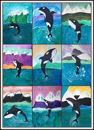 Orcas Of Alaska Art Lessons For Kids Elementary Art Projects Animal Art Projects