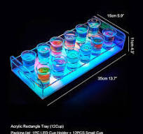 LED Shot Glass Serving Tray - Luminous Acrylic Drink Holder, Rechargeable  Cocktail & Wine Display Stand for VIP Events & Home Bar Parties