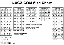 Size Chart Lugz Footwear
