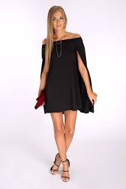 Dijana Black Bardot Cape Dress In The Style