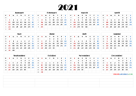 Free printable year 2021 calendar templates with holidays. Free Printable 2021 Yearly Calendar With Week Numbers 6 Templates