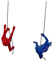 This inspiring accent will turn heads in an office or bedroom; Climbing Man Wall Art Position Blue Red 2 Pieces Wall Sculptures By Eladitems Houzz