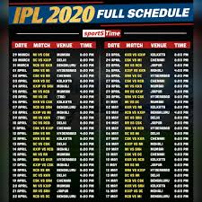 Ipl 2020 Schedule Ipl Match Schedule Live Cricket Online