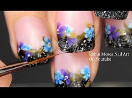 Flowers On Wool Tipped French Nails Winter Nail Art Design Youtube Best Nail Art Designs Nail Art Designs Bridal Nail Art