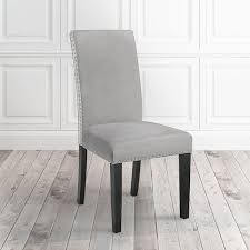 Belleze set of (2) dining chairs linen seat cushion nailhead trim accent elegant side chair wooden leg, gray. Contemporary Gray Velvet Upholstered Nailhead Parsons Dining Room Chair Set Overstock 12298506