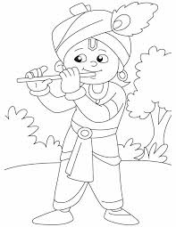 Krishna With His Magical Flute Coloring Pages Art Drawings Sketches Simple Krishna Painting Art