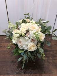 Bridal Bouquet Roses Hydrangea Blush Roses Willow Silver Dollar Seeded Eucalyptus Snapdragon Rose Bridal Bouquet Blush Roses Bridal Bouquet