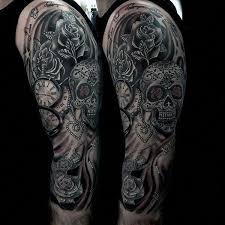 Male Sugar Skull Tattoo Full Arm Sleeve Design Bestsleevetattoos Skull Sleeve Tattoos Sugar Skull Tattoos Skull Tattoo Design