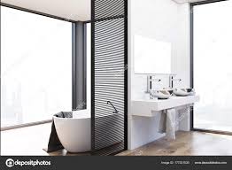 hexagon tile bathroom, double sink and