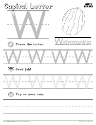 Capital Letter W Lotty Learns Learning Letters Alphabet Practice Sheets Lettering