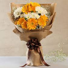 Flowers on 14th promo code. Buy Send Lovely Yellow Amp White Flowers Jute Bouquet Online Ferns N Petals
