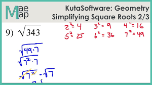 Here you find our worksheets with square roots suited for grade levels 6 and 7. Kutasoftware Geometry Simplifying Square Roots Part 2 Youtube