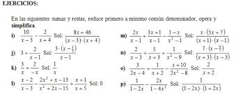 Resultado de imagen para fracciones algebraicas