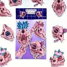 Aufkleber Set Flourish Schadel Tier Schadel Journal Stickers Journal Enamel Pins