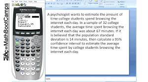 Confidence Intervals For The Mean Using The Ti83 Or 84 Graphing Calculator Mathbootcamps