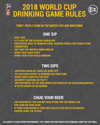The classic freshers week game. 2018 World Cup Drinking Game