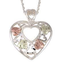 Sterling Silver Black Hills Gold Heart In A Heart Pendant Gold Chains For Men Black Gold Jewelry Black Hills Gold Jewelry