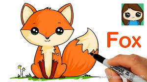 Learn how to draw a cute arctic fox! How To Draw A Cute Fox Easy Cute Fox Drawing Fox Drawing Cartoon Fox Drawing
