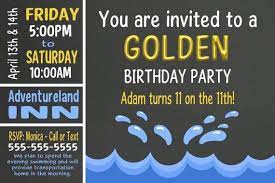 Custom Golden Birthday Party Swim Invitation Print At Home Etsy Golden Birthday Parties Invitation Printing Birthday Party