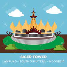 New singer designs everyday with commercial licenses | templates, logos, patterns & more. Siger Tower Is A Tower Which Is Also The Zero Point In Southern Sumatra The Tower Is Colored Yellow And Red Representing The Golden Color Of The Bride S Traditional Hat Royalty Free