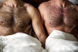 Closeup Of Two Naked Men With Hairy Chest In Bed Stock Photo, Picture and  Royalty Free Image. Image 79877035.