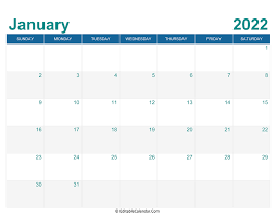 download printable monthly calendar january 2022 word version