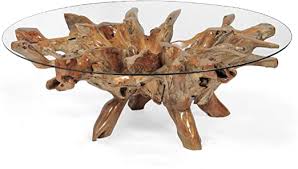 500 00 glass bear and tree trunk coffee tables. Amazon Com Genuine Teak Wood Root Coffee Table Including 55 Inch Round Glass Top Made By Chic Teak Kitchen Dining