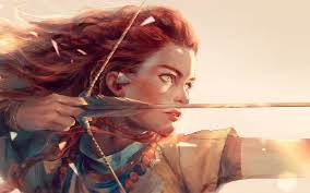 Archer, hage, art, fantasy, girl, horizon zero dawn, redhead, HD wallpaper 