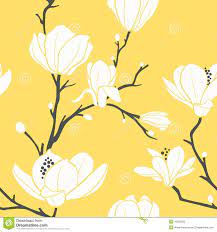 Seamless Pattern With Magnolia Flowers Spring Magnolia Floral Pattern Wallpaper Yellow Magnolia Pattern Wallpaper