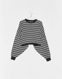 Kaz Ayagi Desenli Triko Kazak Pullover Hahnentritt Tuch