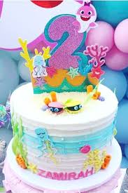 2nd Birthday Baby Shark Cake Decorations Baby Shark Birthday Party Ideas Photo 6 Of 13 In 2020 Shark Birthday Cakes 2nd Birthday Party For Girl Suprise Birthday Party