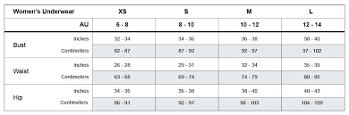 New Womens Size Chart Mosmann Australia