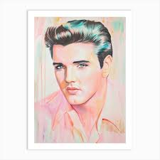 Elvis Presley, Rock und Popkultur Pastel pink Malerei Art Print by  Carinaprint