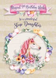 Happy 9th Birthday Quotes For My Daughter Happy Birthday 9th Birthday To Step Daughter Pretty Unicorn Flowers Card Ad Sponsored Step D Happy 8th Birthday Happy 12th Birthday Happy 10th Birthday