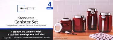 A canister set is a perfect option for storing your condiments as well as kitchen staples. Mainstays 4 Piece Canister Set Crimson Walmart Com Walmart Com