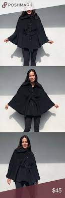 Calvin Klein Black Cape Coat Small Medium Black Cape Coat Calvin Klein Black Black Cape