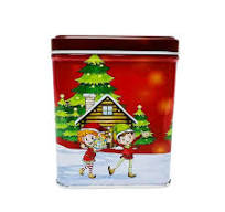 Factory Wholesale Square Tinplate Can Christmas Metal Box Container Tea  Coffee Candy Tin Box with Lid