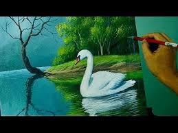 Acrylic Landscape Painting Lesson The Swan In The Lake By Jm Lisondra Youtube Landscape Paintings Landscape Paintings Acrylic Painting Lessons